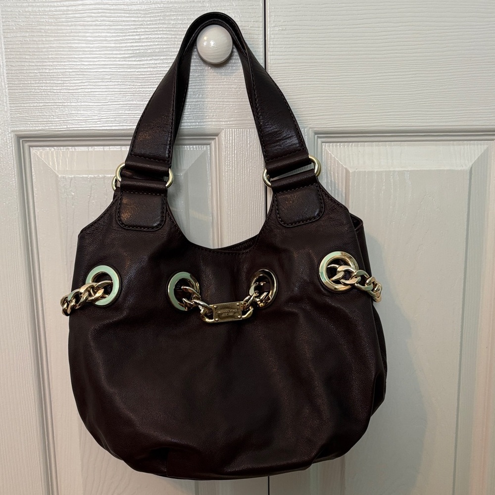Michael Kors Elegant Brown Leather Handbag